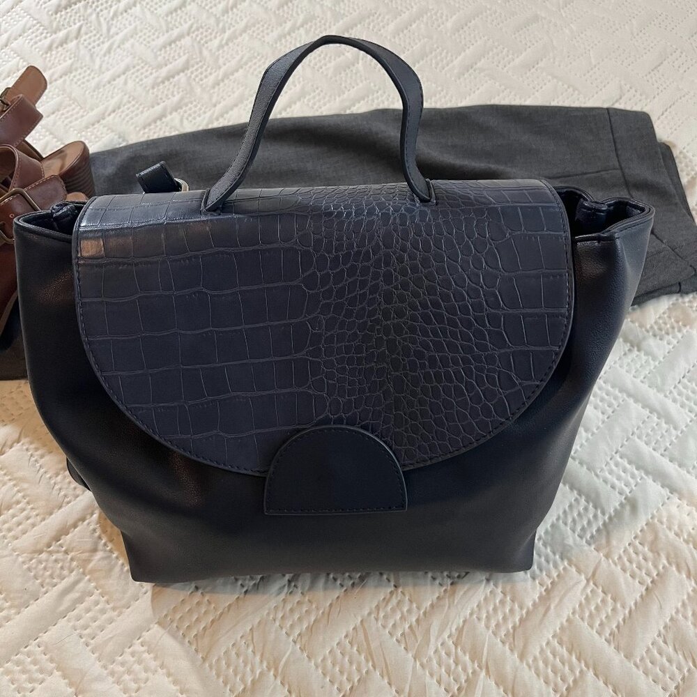 Geir Ness Vegan Navy Blue Shoulder Bag